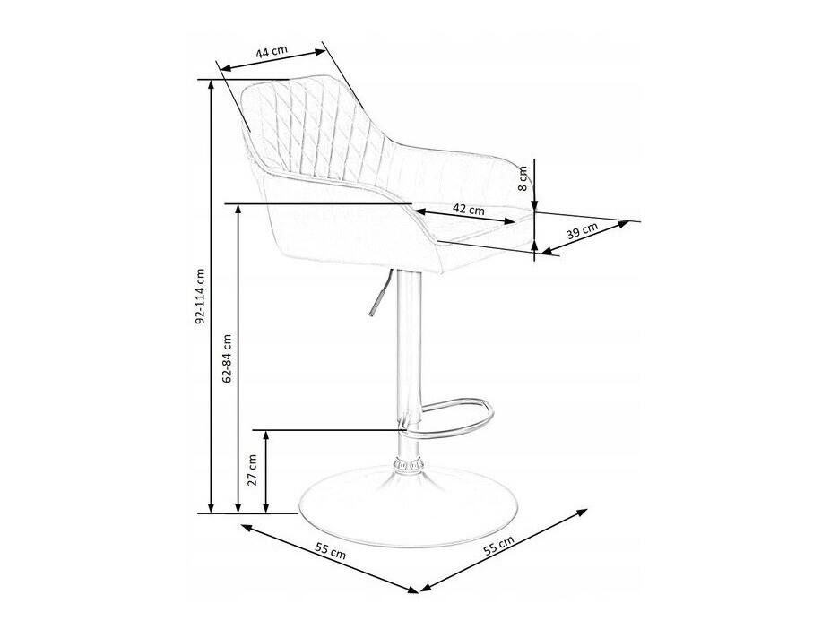 Chaise de bar mi-hauteur Houston 972 (Gris)