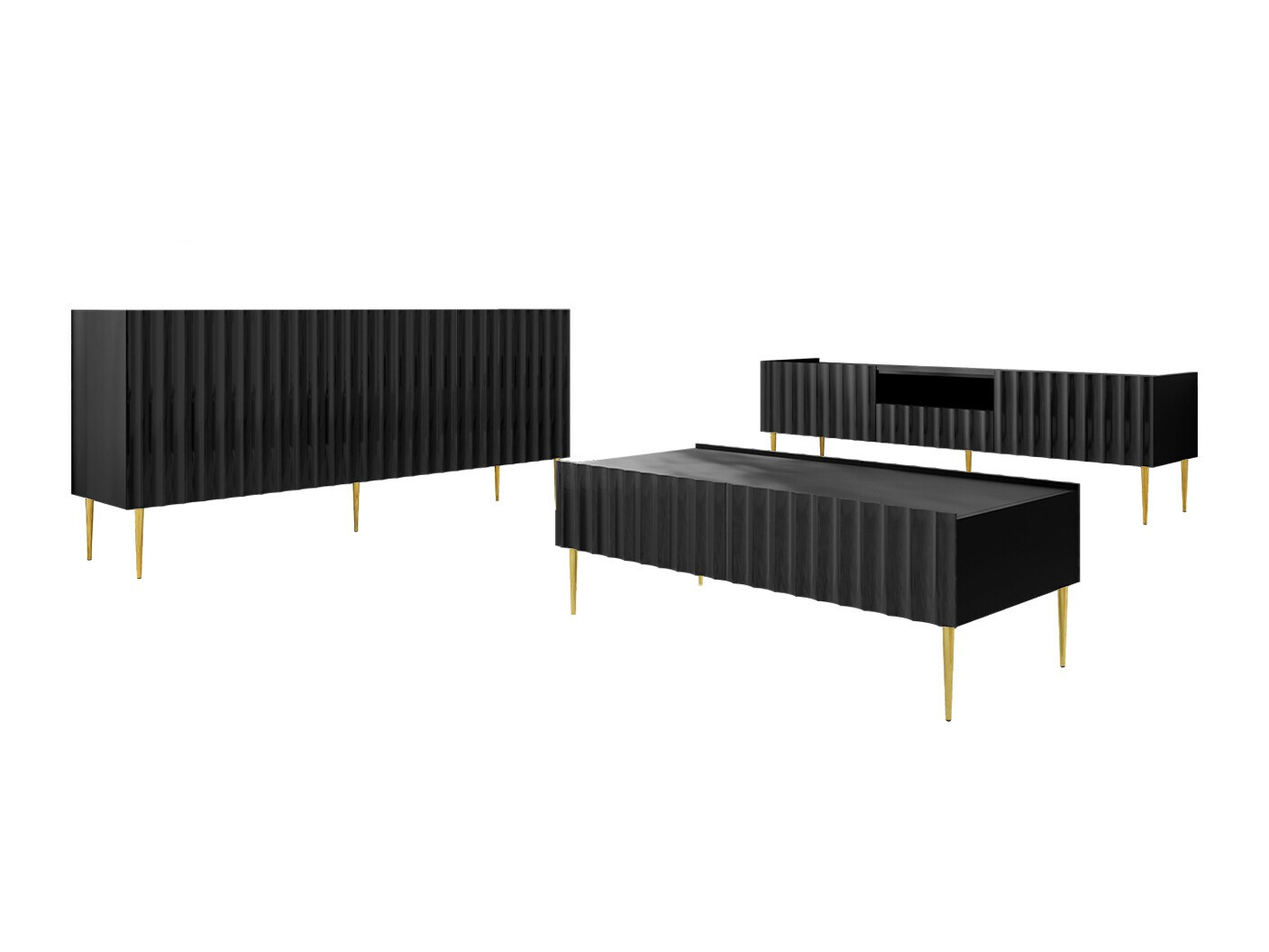 Ensemble de salon Merced B131 (Noir brillant + Noir)