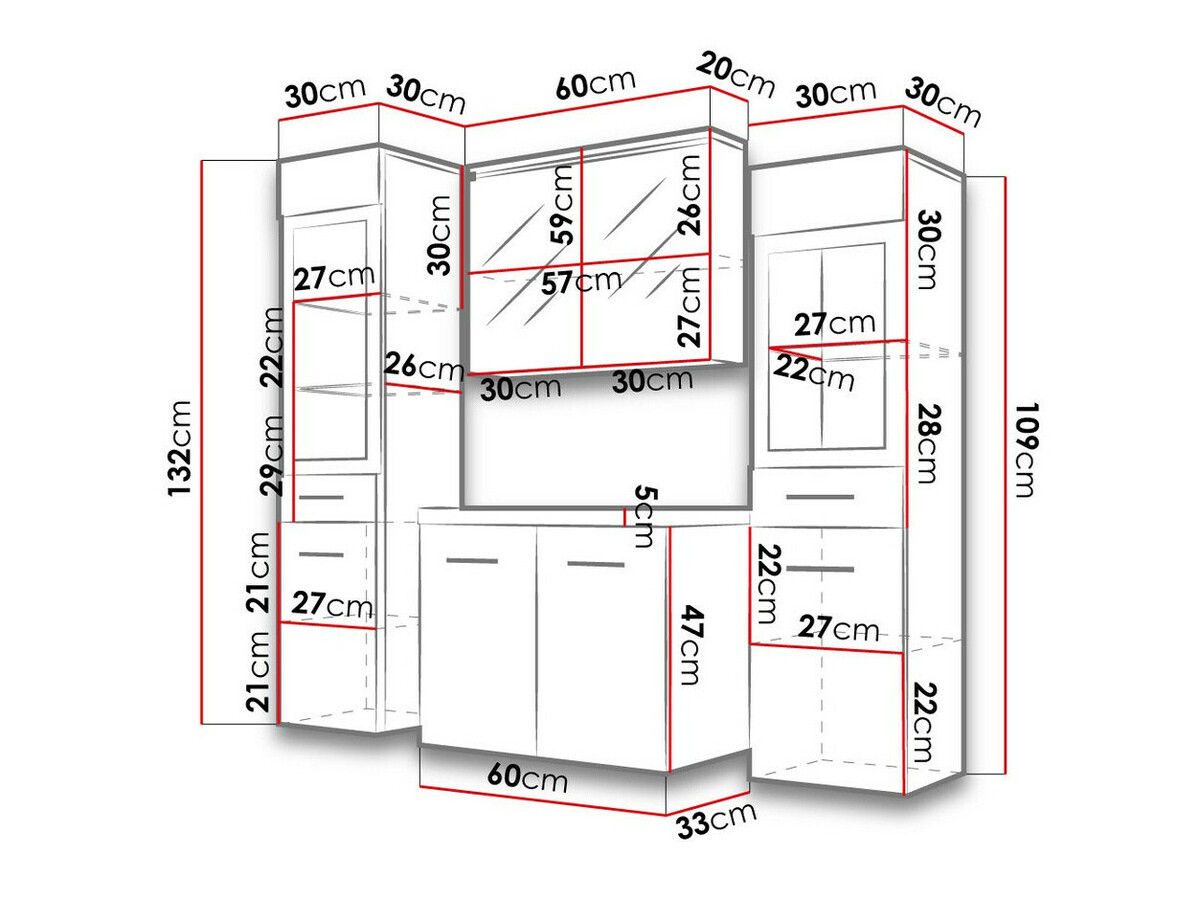 Ensemble de salle de bain Sarasota 140 (Blanc brillant + Blanc)