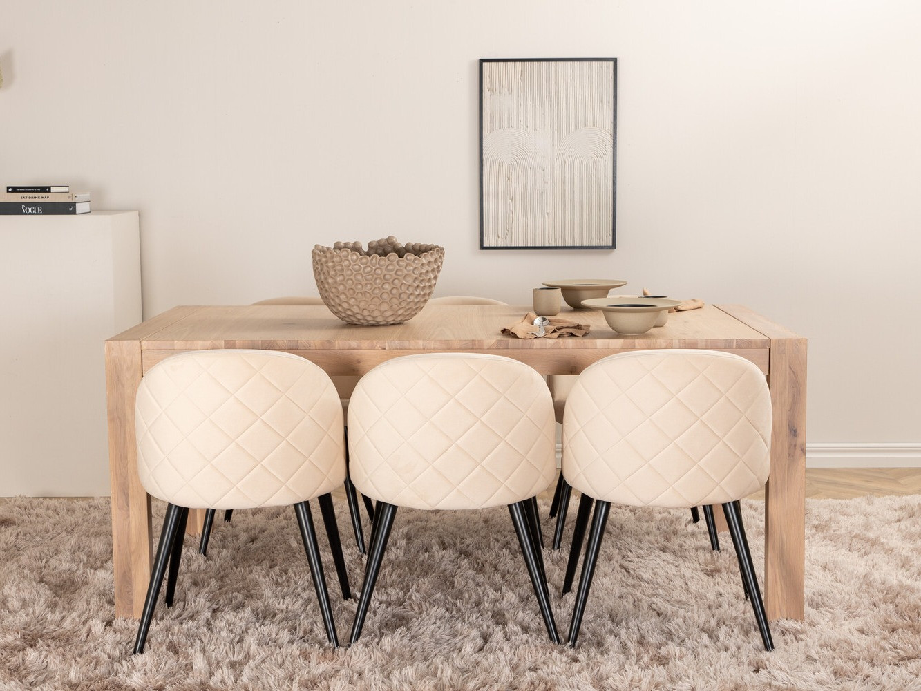 Salle à manger complète Dallas 2952 (Beige + Noir)