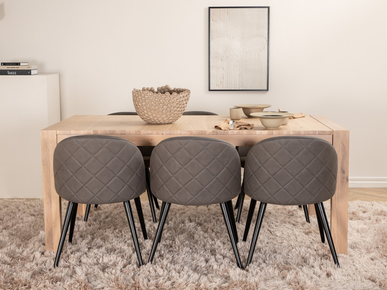 Salle à manger complète Dallas 2952 (Gris + Noir)