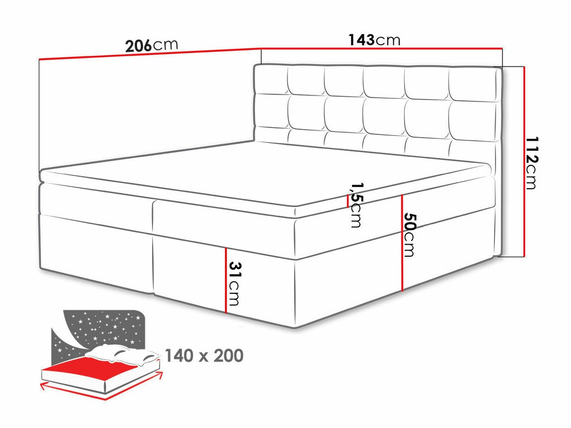 Lit boxspring Comfivo Osculum I (Muna 08)