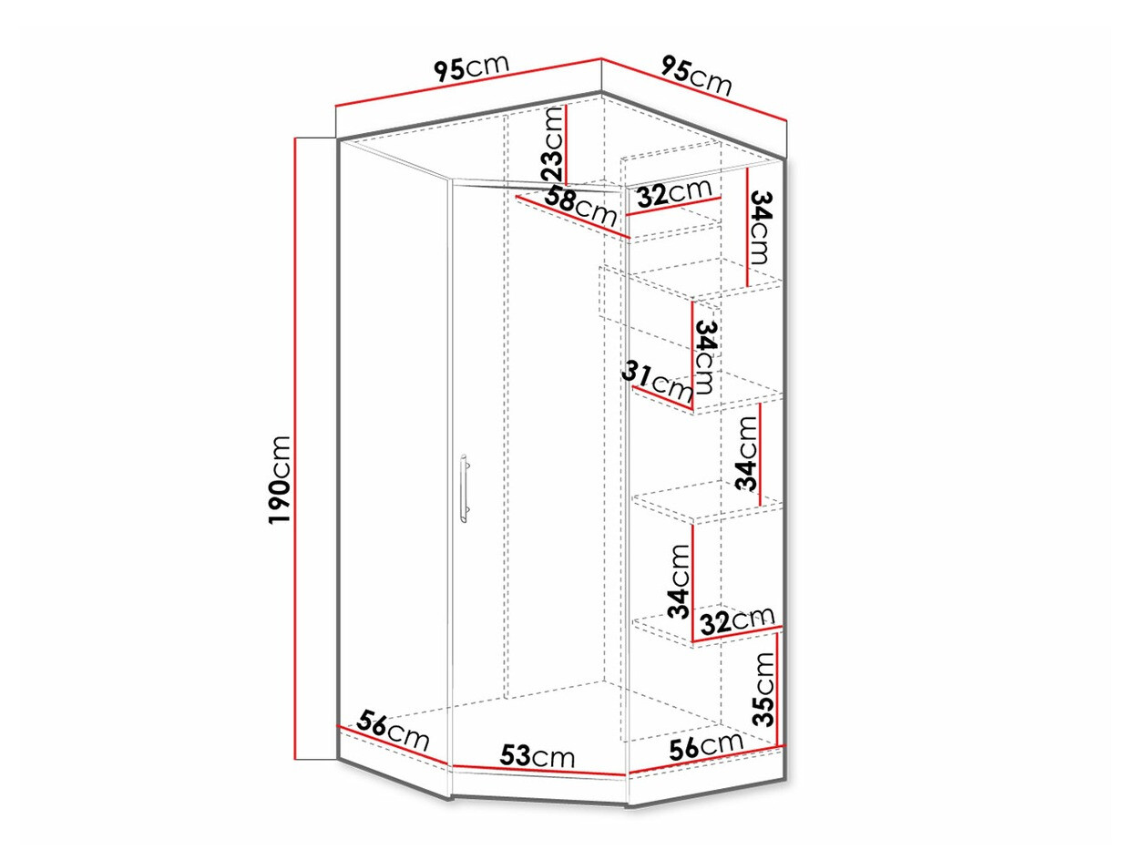 Armoire d'angle Cavmero 106 (Sonoma chêne + Blanc)