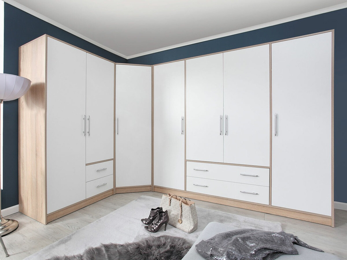Armoire d'angle Cavmero 106 (Sonoma chêne + Blanc)
