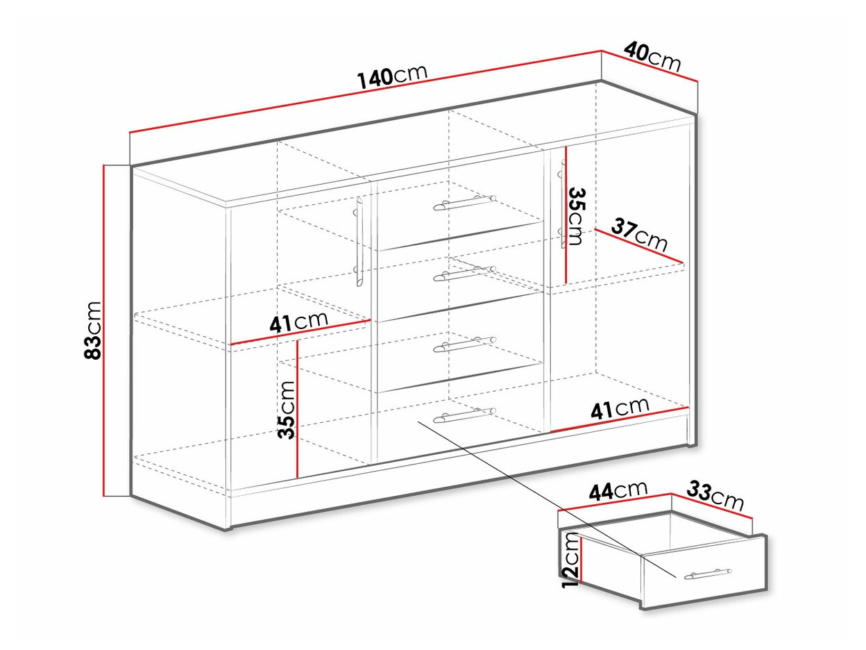 Commode Cavmero 109 (Sonoma chêne + Blanc)