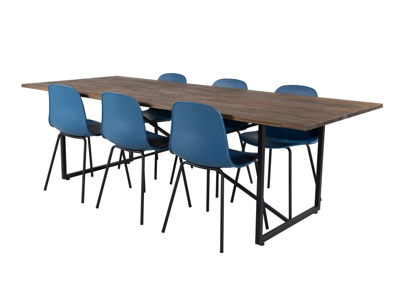 Salle à manger complète Dallas 1861 (Noir + Bleu clair)