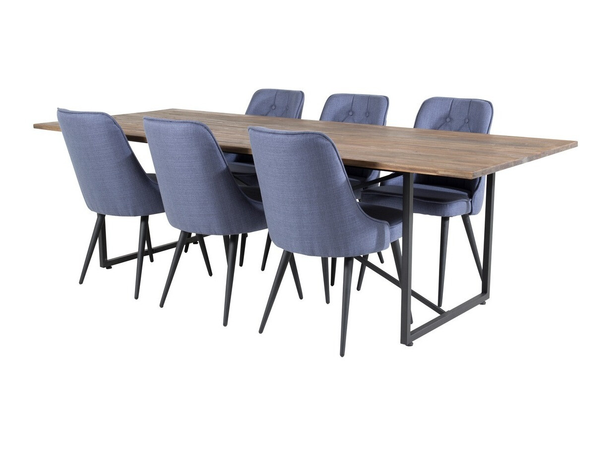 Salle à manger complète Dallas 1865 (Noir + Bleu)