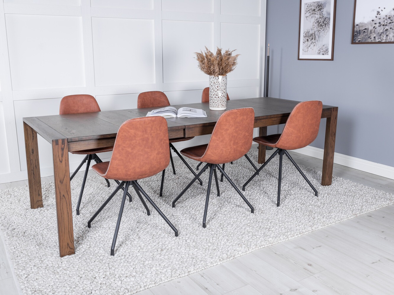 Salle à manger complète Dallas 2036 (Noir + Orange)