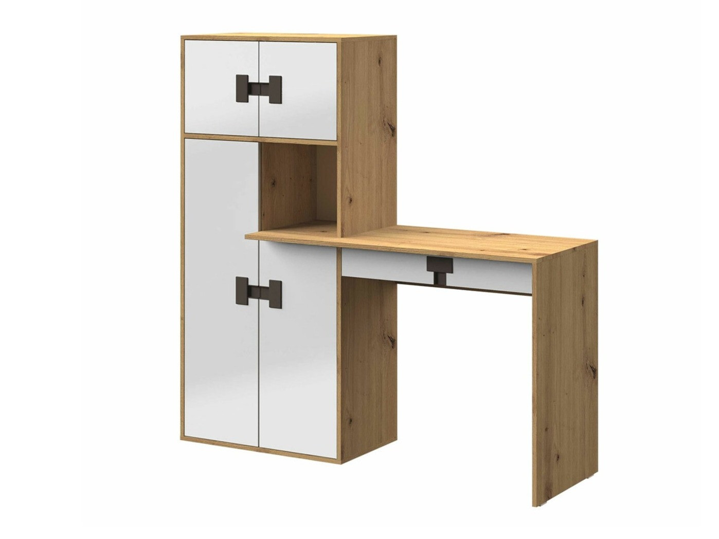 Bureau Florevi 101 (Blanc brillant + Chêne Artisan)