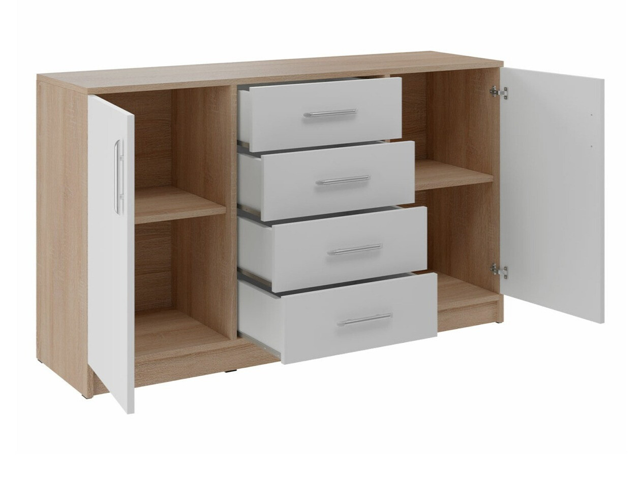 Commode Cavmero 109 (Sonoma chêne + Blanc)