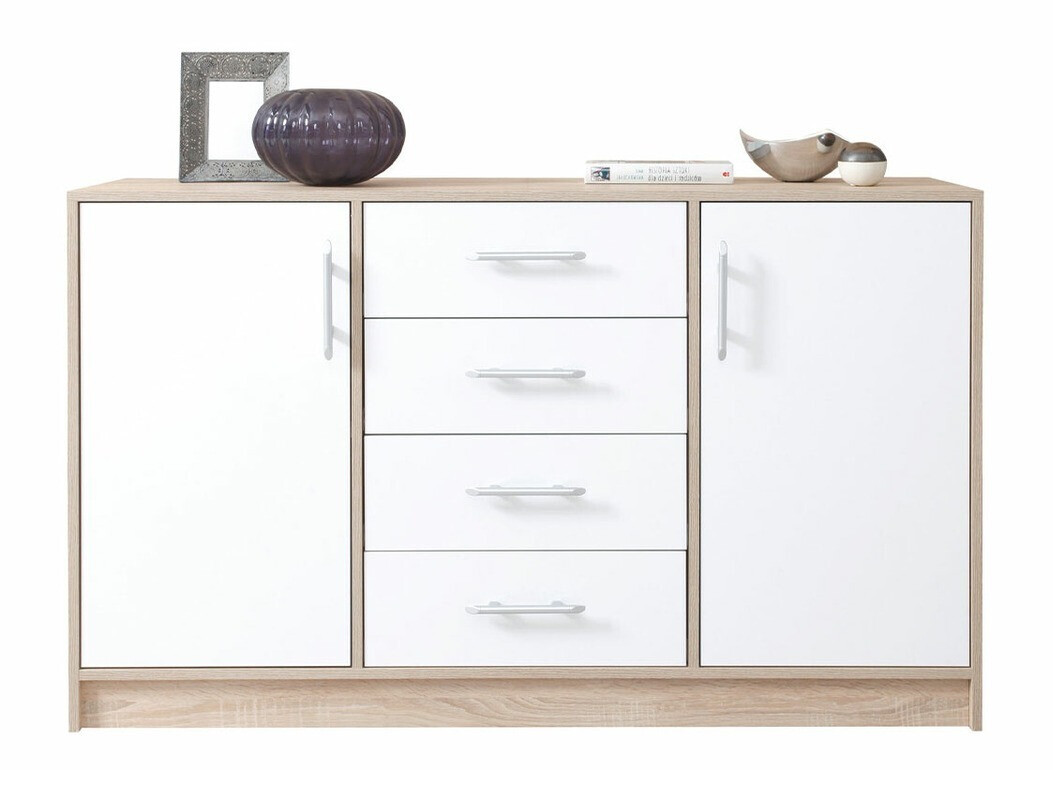 Commode Cavmero 109 (Sonoma chêne + Blanc)