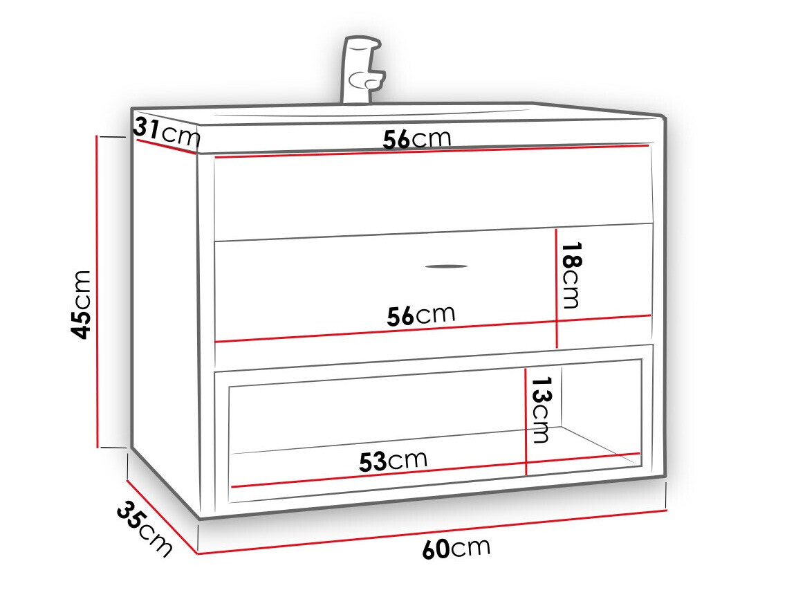Armoire de salle de bains murale pour lavabo Velum (Blanc + Chêne Artisan)