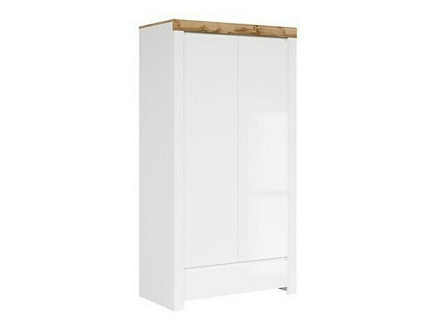 Armoire Sonsoru 110 (Blanc + Blanc brillant + Chêne wotan)