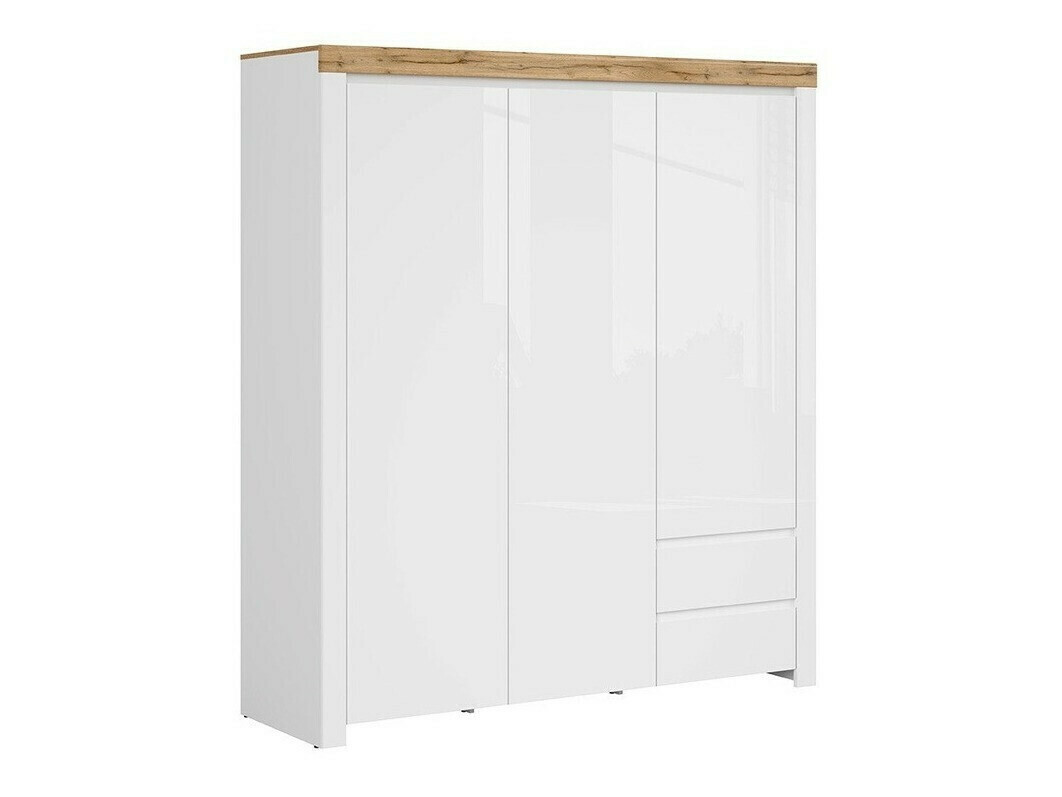 Armoire Sonsoru 120 (Blanc + Blanc brillant + Chêne wotan)