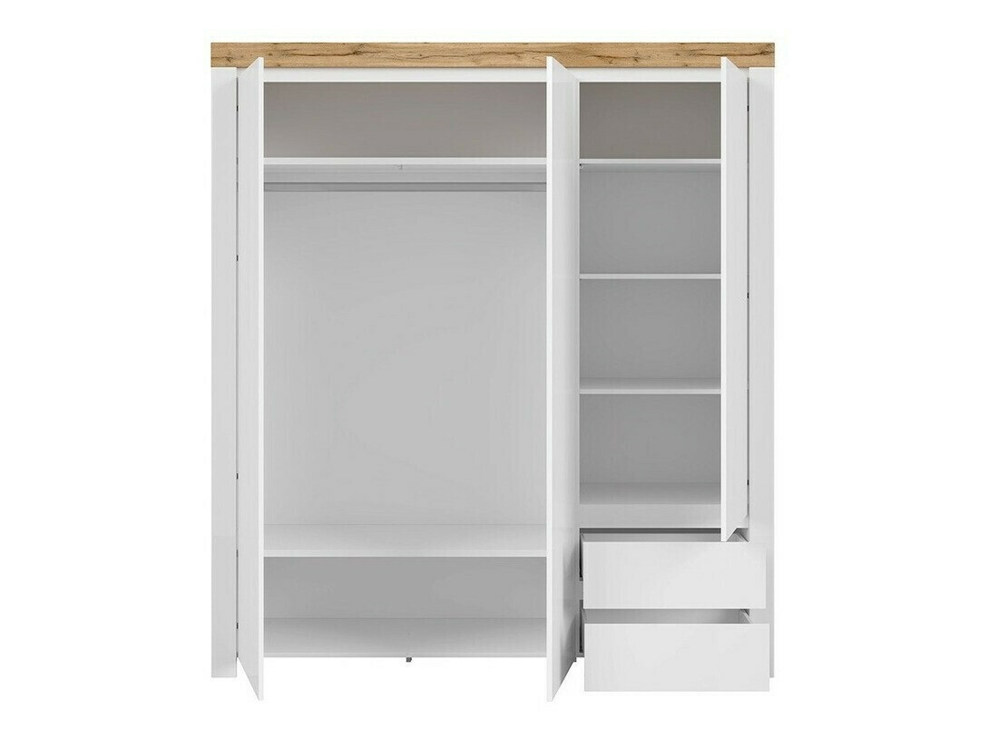 Armoire Sonsoru 120 (Blanc + Blanc brillant + Chêne wotan)