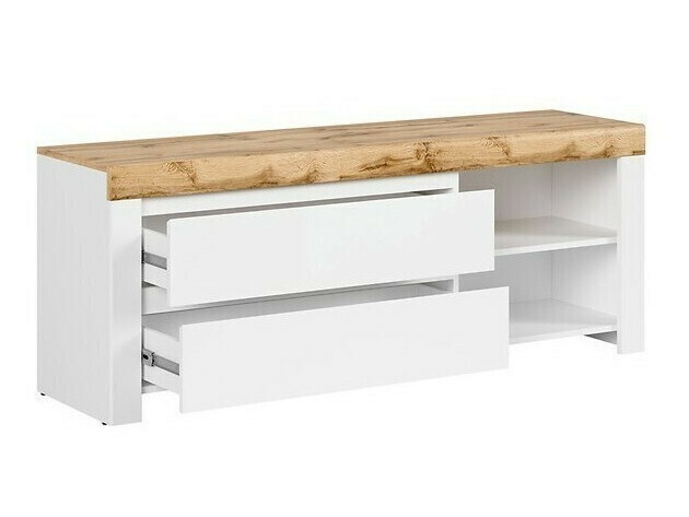 Meuble TV Sonsoru 108 (Blanc + Blanc brillant + Chêne wotan)