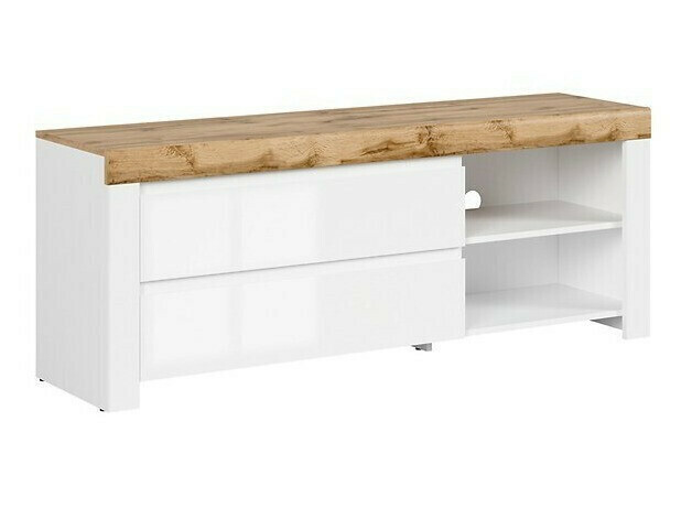 Meuble TV Sonsoru 108 (Blanc + Blanc brillant + Chêne wotan)