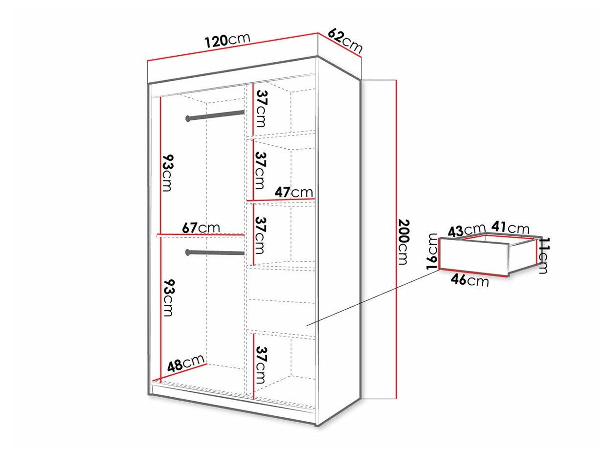 Armoire Hartford 287 (Chêne Artisan + Noir)