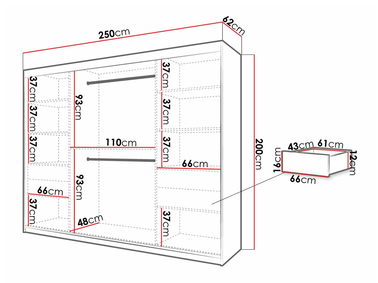Armoire Hartford 291 (Blanc + Noir)