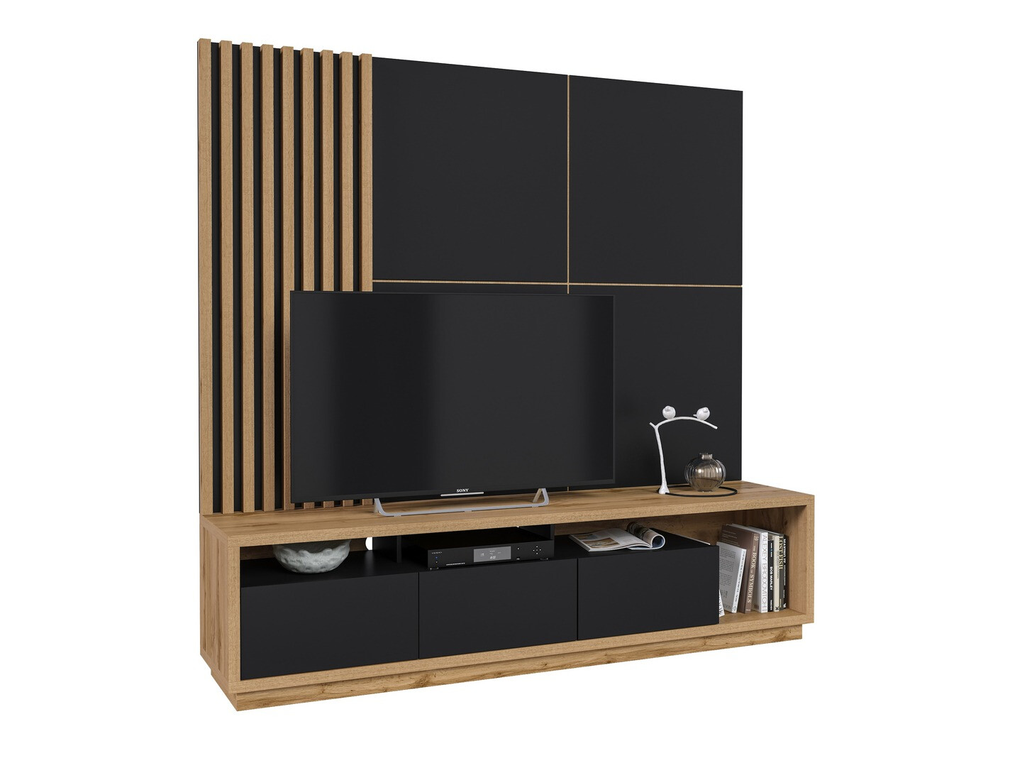 Ensemble de salon Austin 360 (Chêne wotan + Noir + Noir mat)