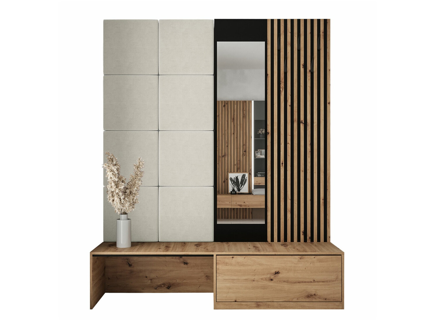 Meuble d'entrée Fabor (Chêne Artisan + Manila 02)