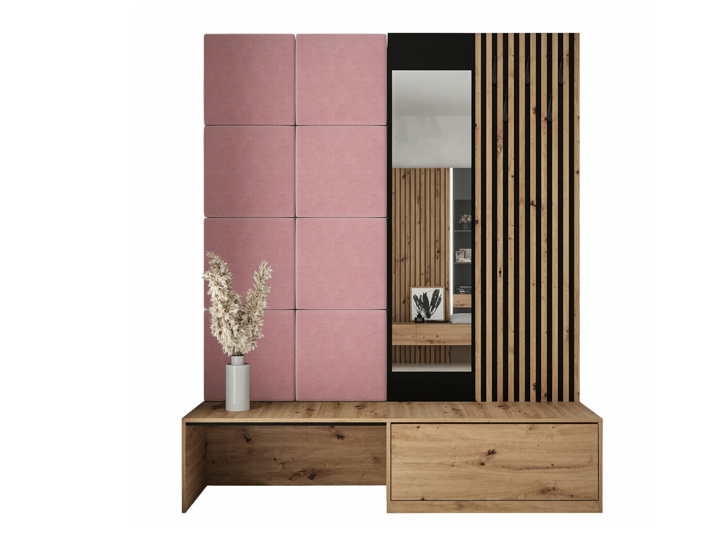 Meuble d'entrée Fabor (Chêne Artisan + Manila 09)