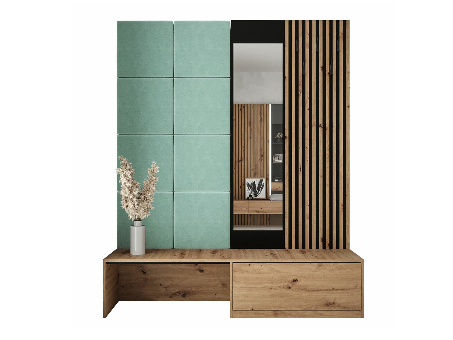 Meuble d'entrée Fabor (Chêne Artisan + Manila 11)