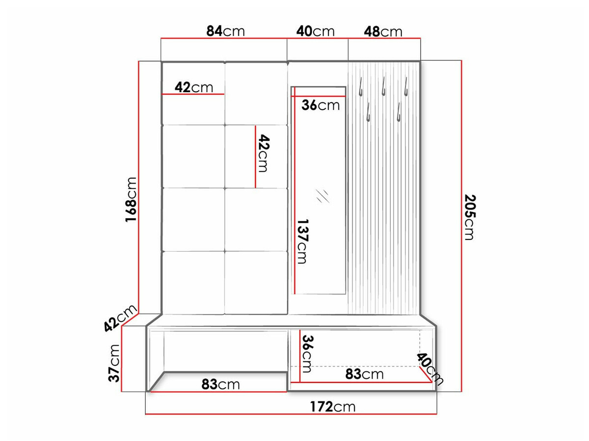 Meuble d'entrée Fabor (Chêne Artisan + Manila 16)