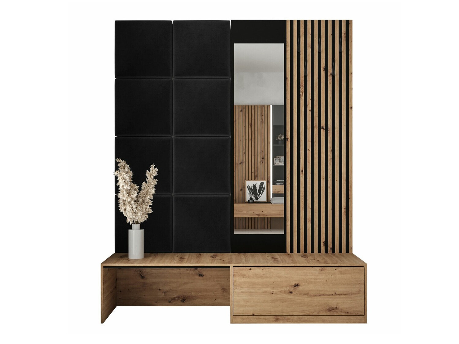 Meuble d'entrée Fabor (Chêne Artisan + Manila 18)