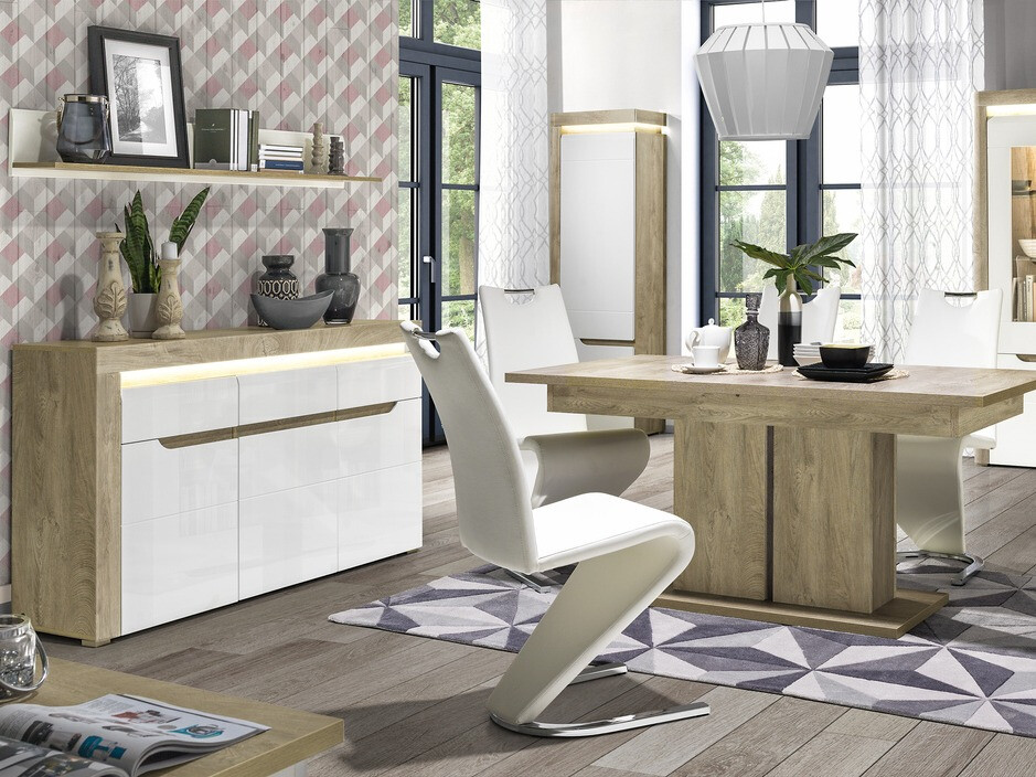 Commode Revelmi 103 (Chêne + Blanc brillant)