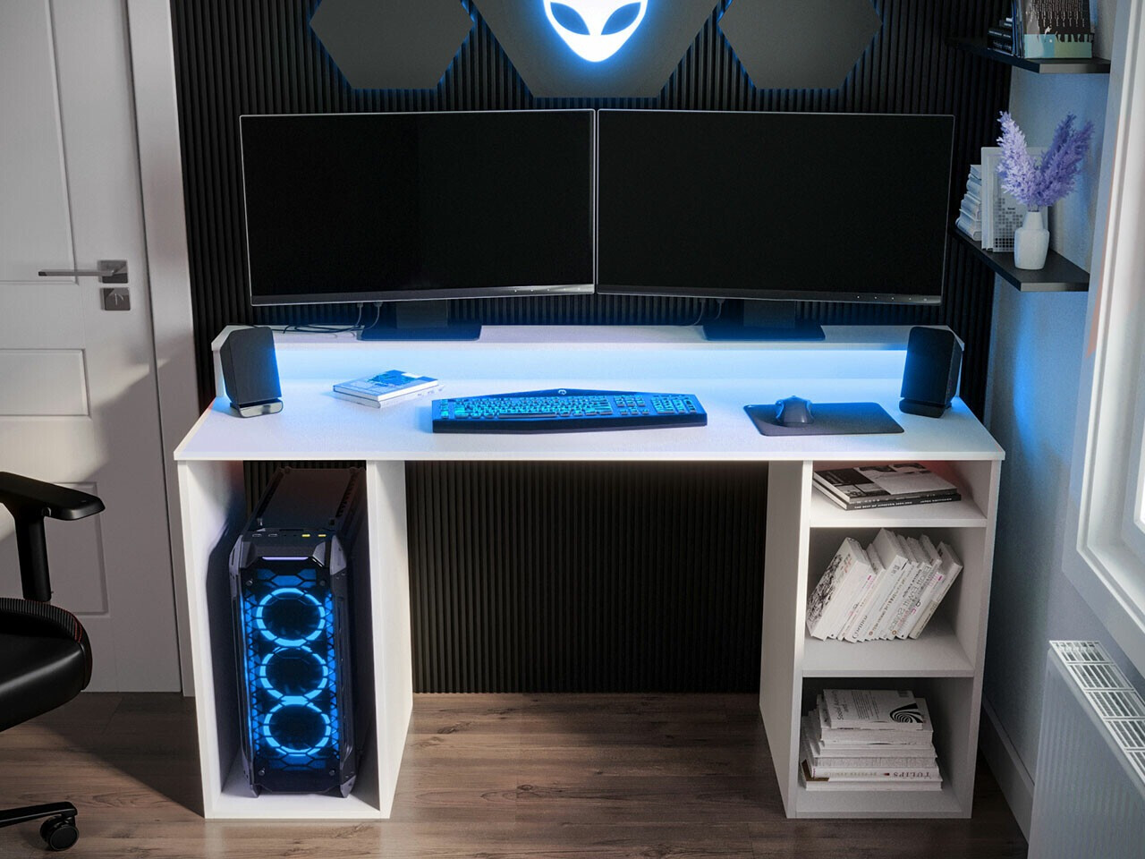 Bureau de gaming Lila (Blanc)