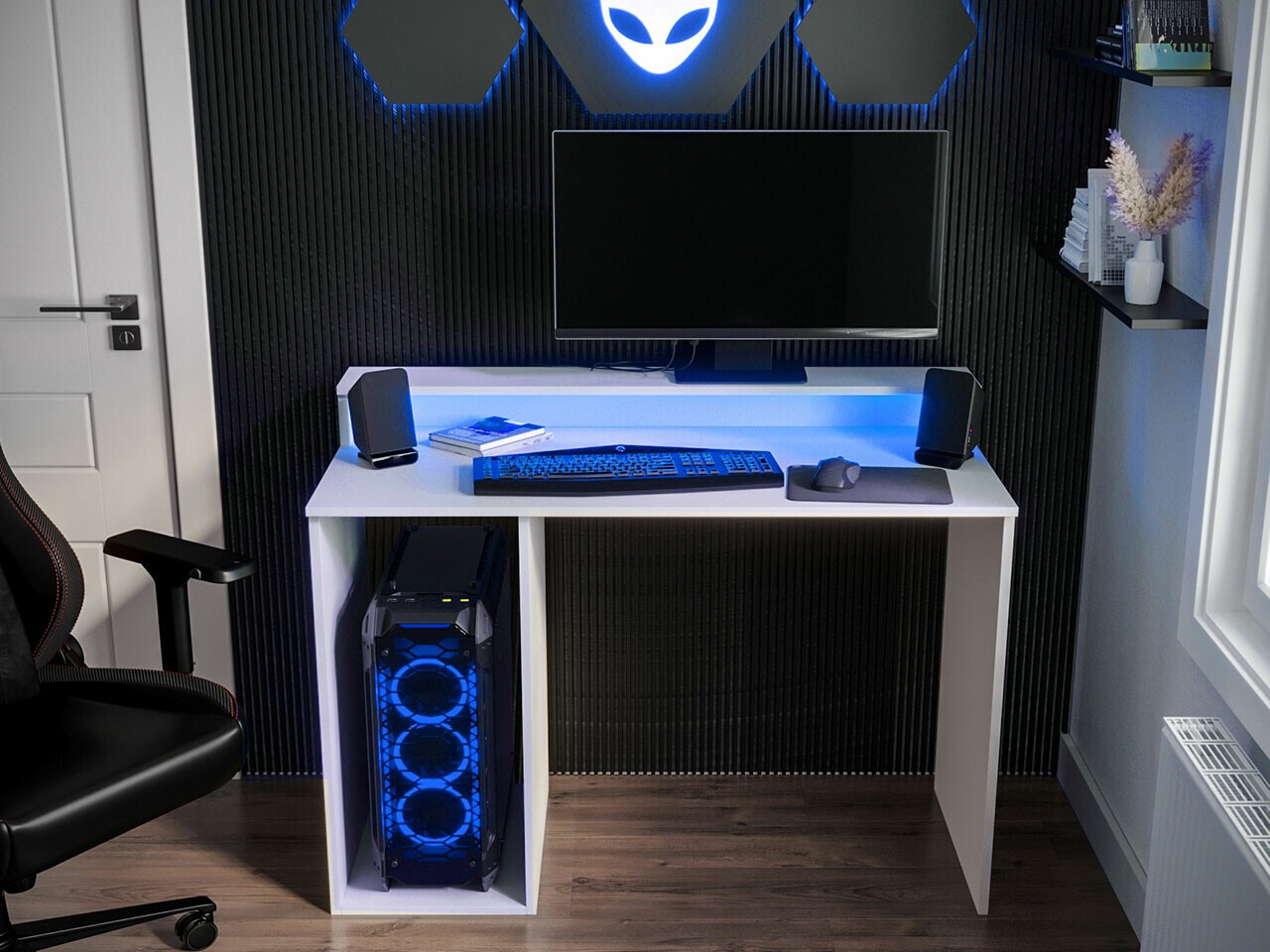 Bureau de gaming Lila I (Blanc)