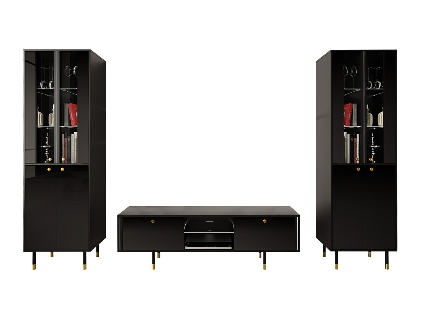 Ensemble de salon Merced 116 (Noir + Noir brillant)