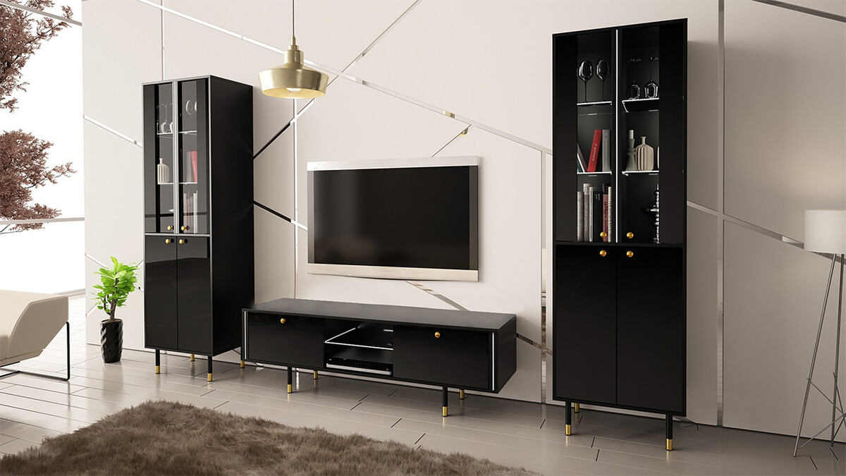 Ensemble de salon Merced 116 (Noir + Noir brillant)