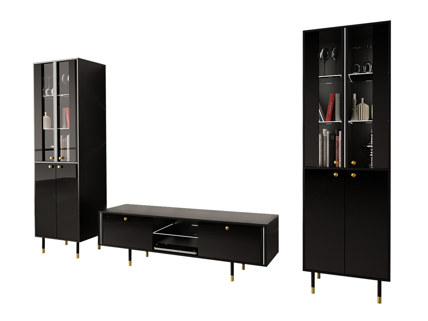 Ensemble de salon Merced 116 (Noir + Noir brillant)