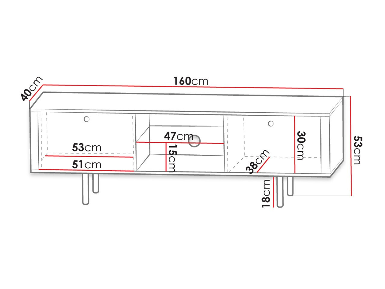 Meuble TV Merced 110 (Noir + Noir brillant)