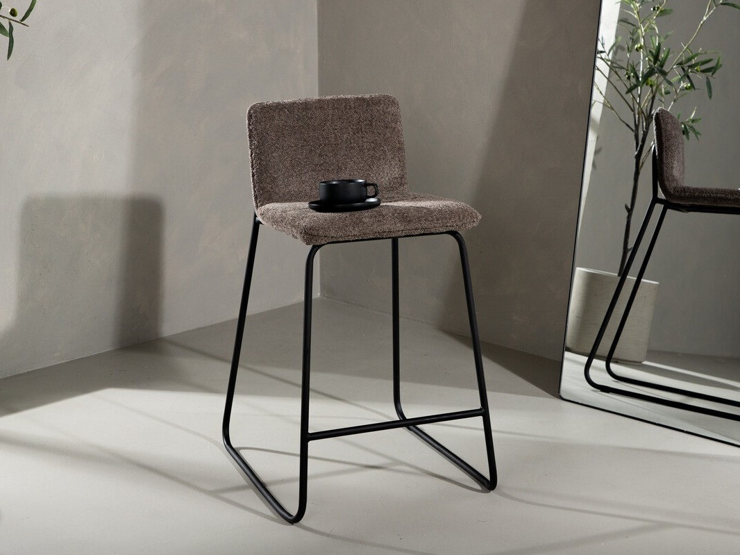Chaise de bar mi-hauteur Dallas 3235 (Gris foncé + Noir)