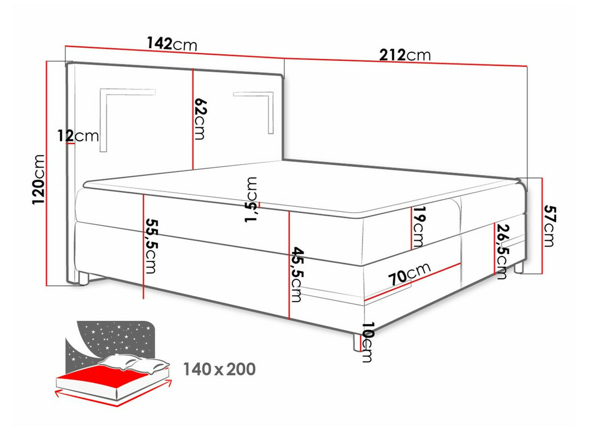 Lit boxspring Vallis (Fresh 14)