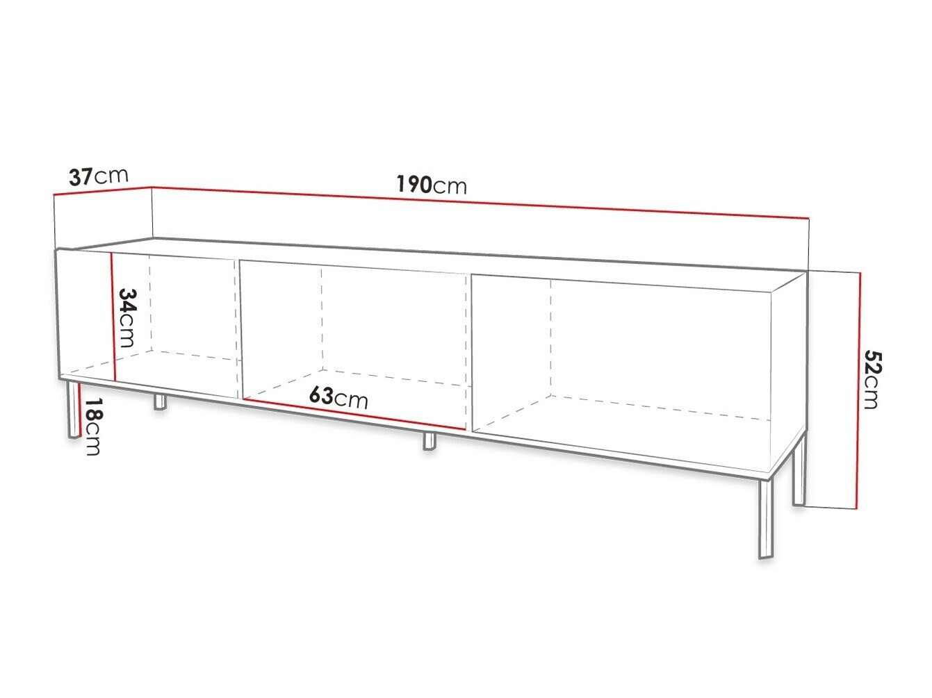 Meuble TV Levelbu 103 (Noir + Noir brillant)