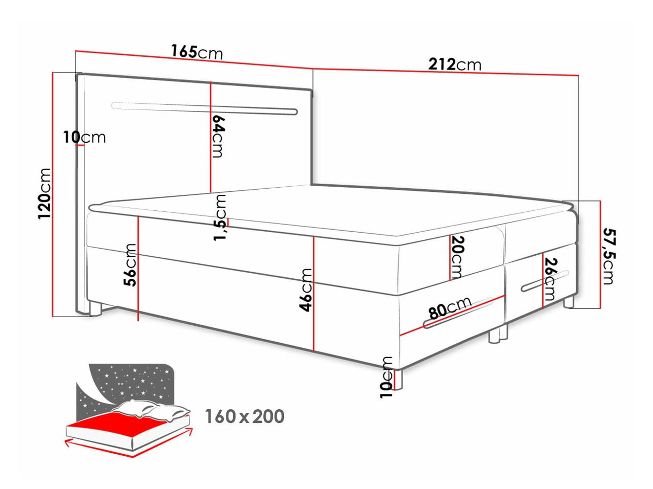 Lit boxspring Pluvia (Fresh 1)