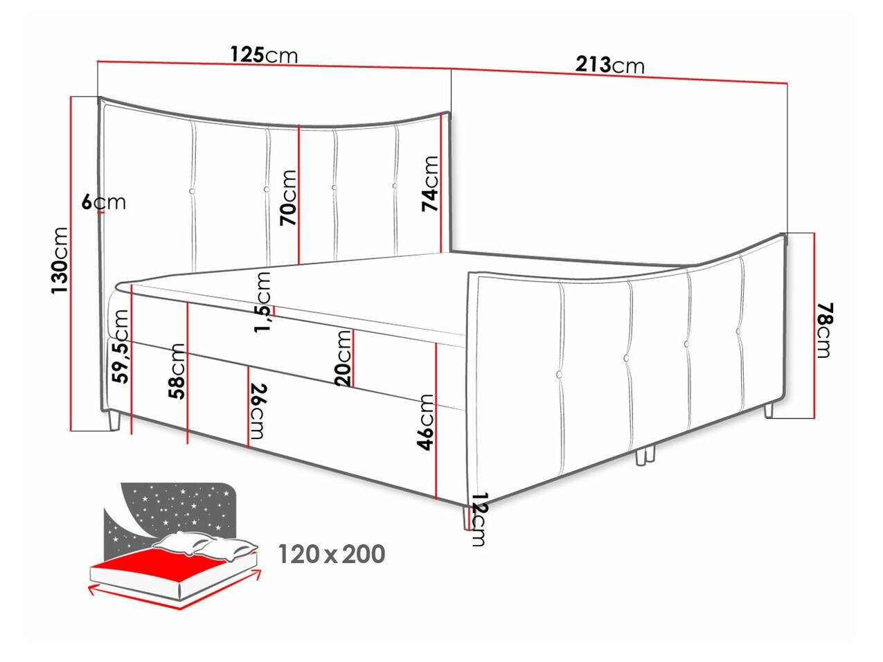 Lit boxspring Baltimore 177 (Fresh 4)