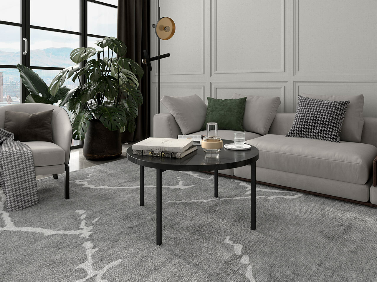 Table basse Providence 178 (Noir brillant + Noir)