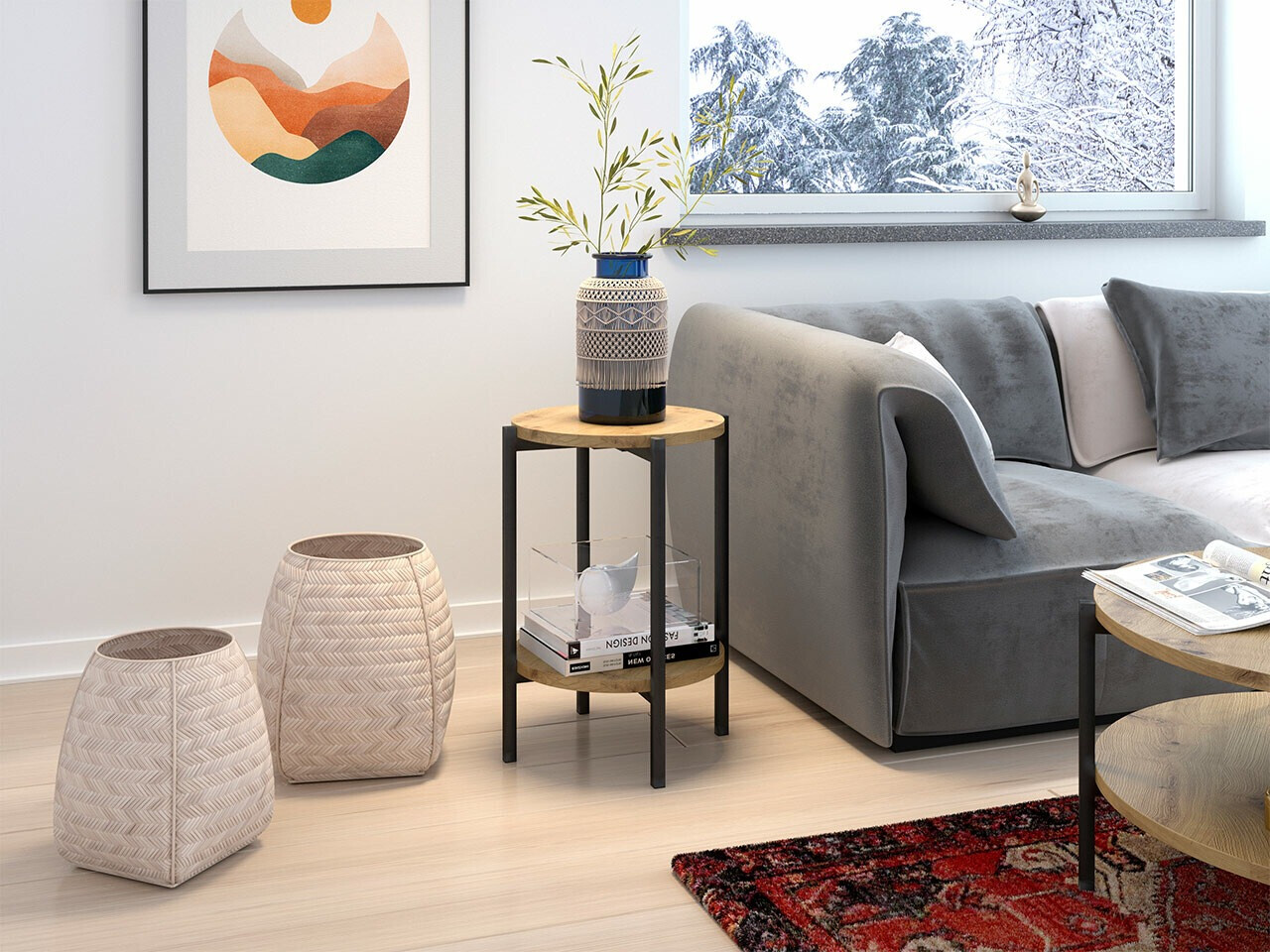 Table d'appoint Comfivo Cygnus (Chêne Artisan + Noir)
