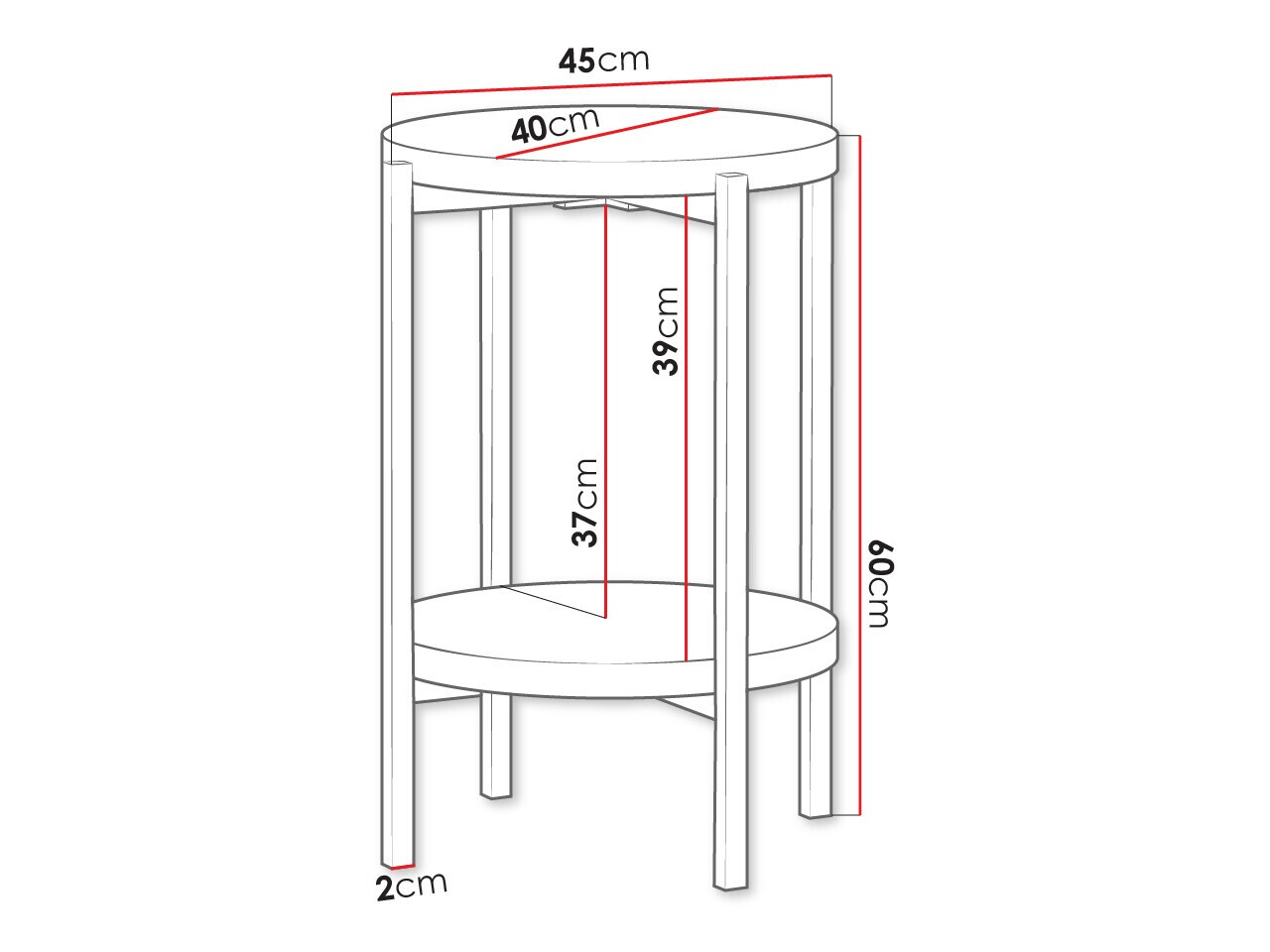 Table d'appoint Comfivo Cygnus (Chêne Artisan + Noir)