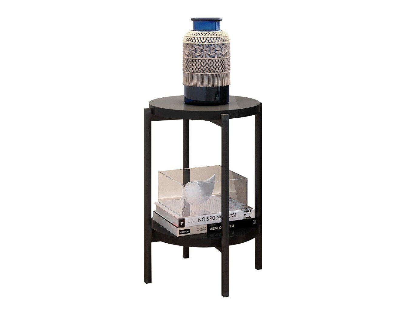 Table d'appoint Providence 179 (Noir brillant + Noir)