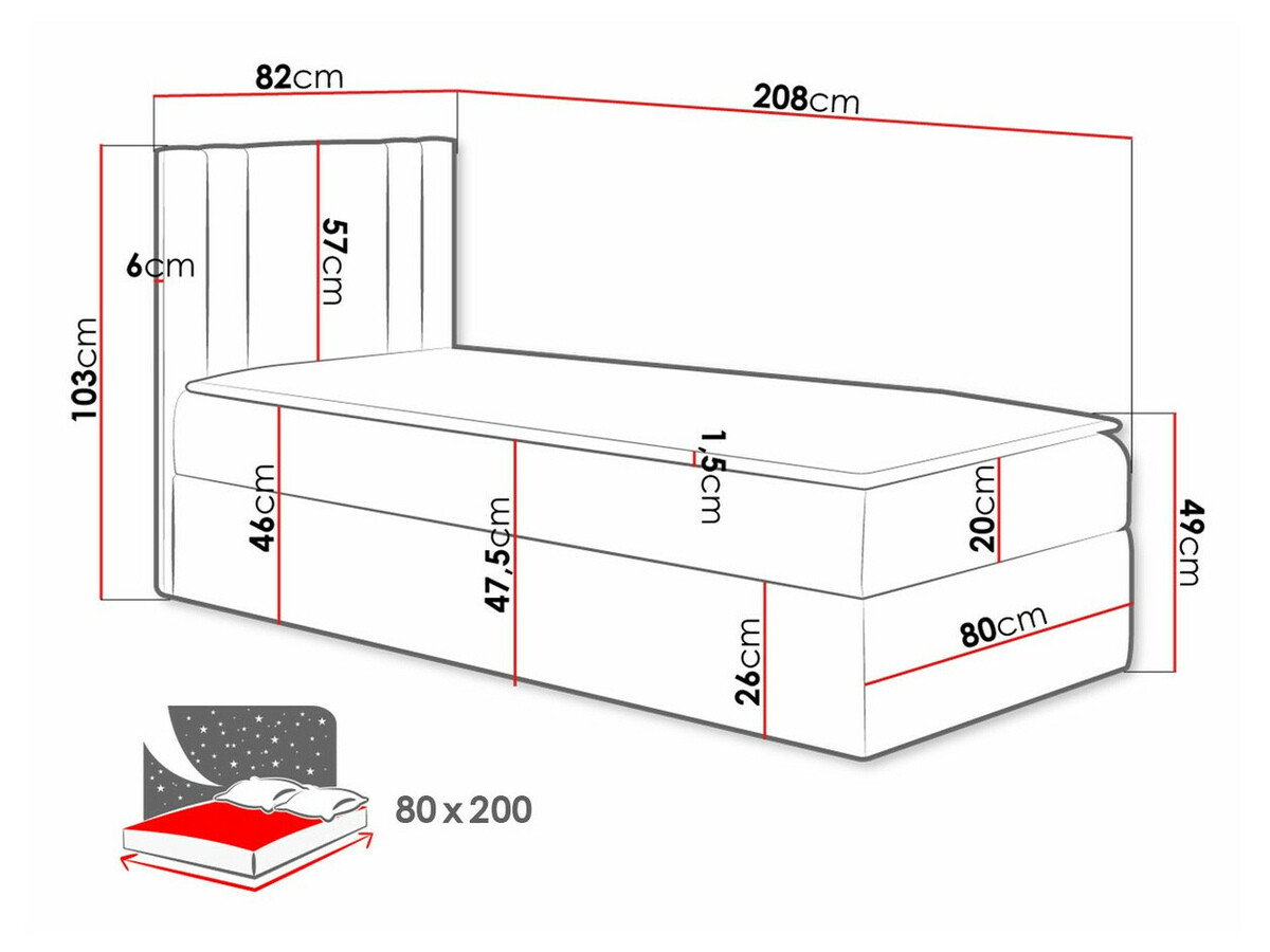 Lit boxspring Mel I (Kameleon 48)