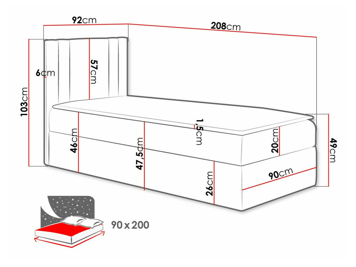 Lit boxspring Mel I (Soft 020)