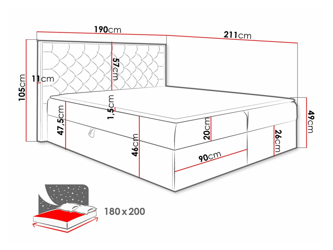 Lit boxspring Navis I (Chêne wotan + Faro 4)