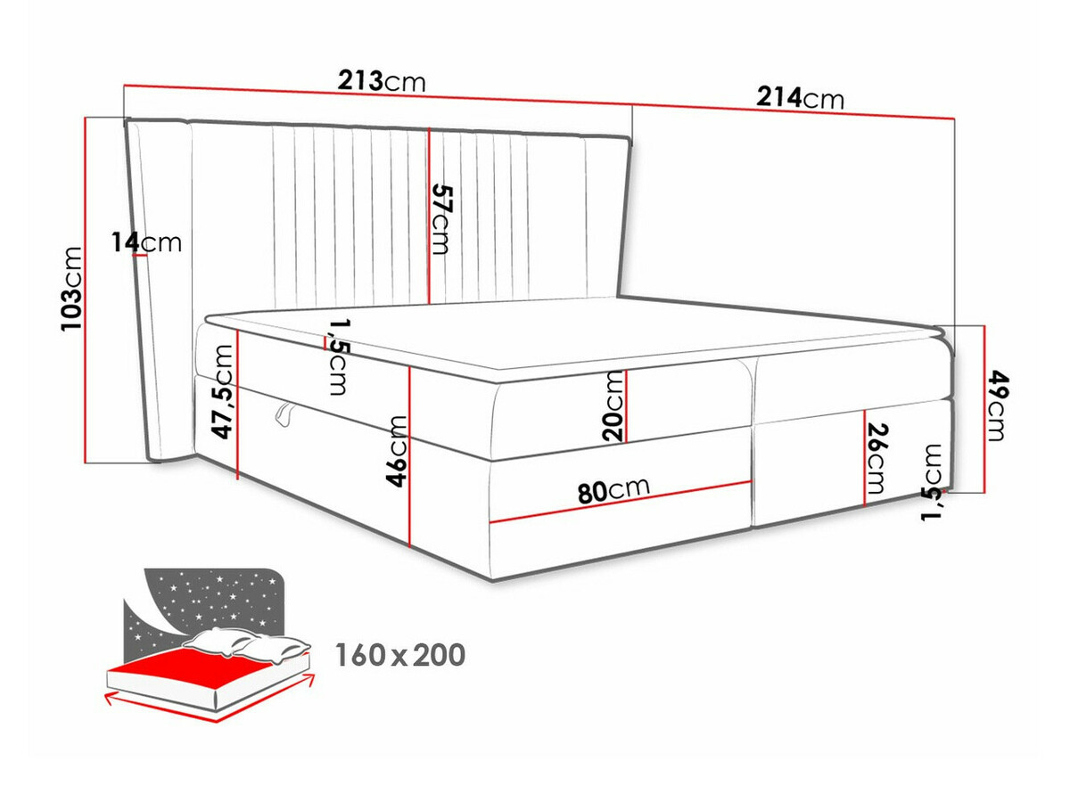 Lit boxspring Fenestra (Magic Velvet 2239)