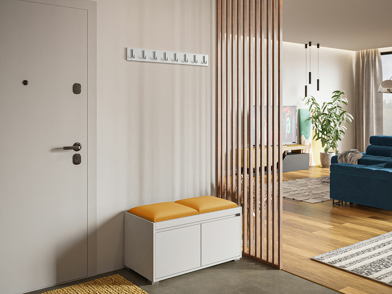 Meuble d'entrée Comfivo Pinus I (Blanc + Manila 32)
